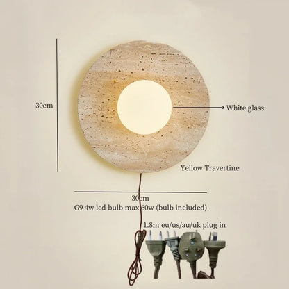 ديكوربايتس™ مصابيح حائط LED من الترافرتين الأسود لتزيين المنزل العصري ومصابيح بجانب السرير