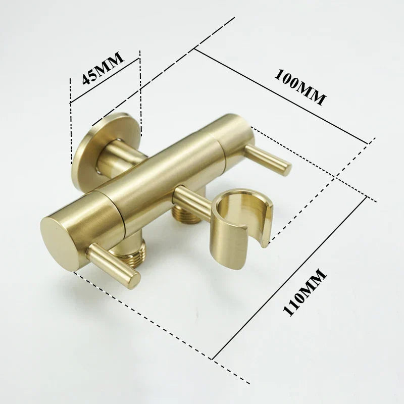 DecorBites™ Brass Bidet Shower Head with Double Outlet Angle Valve
