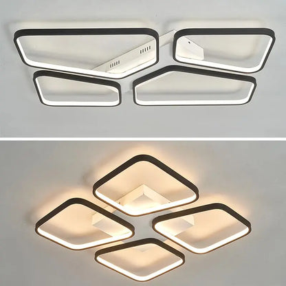 DecorBites™ Black LED Chandelier Ceiling Light Remote Control Fixture for Living Room, Bedroom & Kitchen