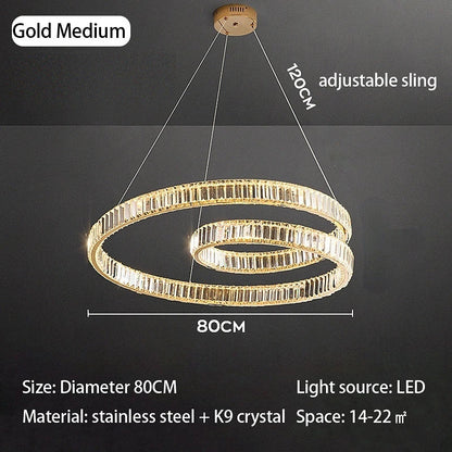 DecorBites™ Crystal Chandelier LED Light Fixture - Modern Luxury Hanging Lamp