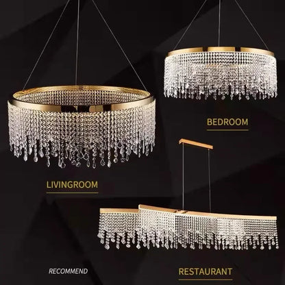 DecorBites™ Crystal Chandelier Luxury Pendant Light for Living Dining Room LED Fixture