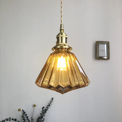 DecorBites™ Diamond Amber Glass LED Pendant Lights - Nordic Modern Hanging Lamp