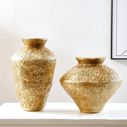 DecorBites™ Golden Vase Resin Handicraft Flower Arrangement Home Decor Bouquet Accent