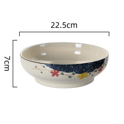 DecorBites™ 9" Retro Ceramic Ramen Noodle Bowl - Japanese Style Soup Bowl for Pickled Cabbage Fish