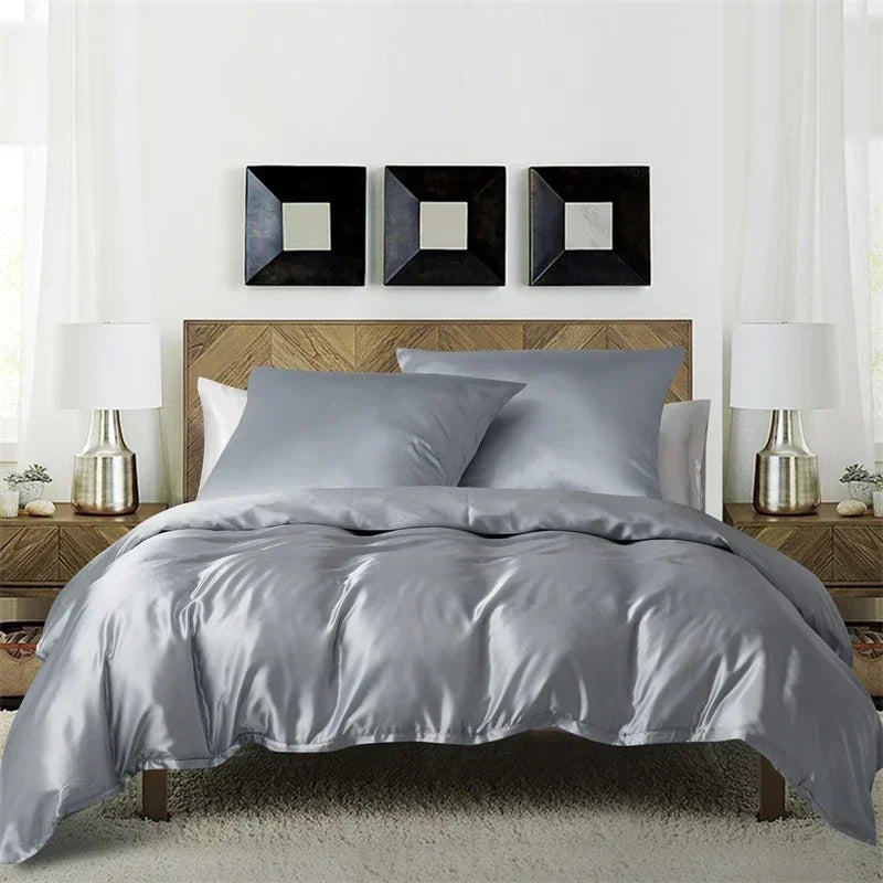 Decobites Satin Duvet Cover Set: Luxurious Silky Bedding for Queen/King/Twin - Soft & Skin-friendly