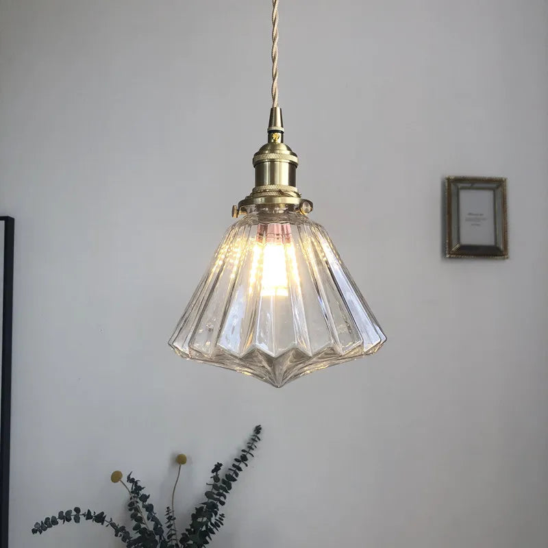 DecorBites™ Diamond Amber Glass LED Pendant Lights - Nordic Modern Hanging Lamp