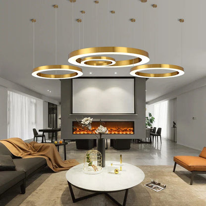DecorBites™ Circular Gold Ring LED Pendant Light for Dining Room and Living Room