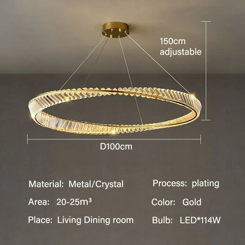 Chandelier de Colgante de Cristal LED Oro Decorbites™ para Iluminación y Decoración de Lujo en Sala de Estar y Comedor