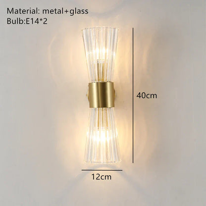 DecorBites™ Gold Stainless Steel Glass Sconces for Bedroom, Dining, Aisle Wall Lights