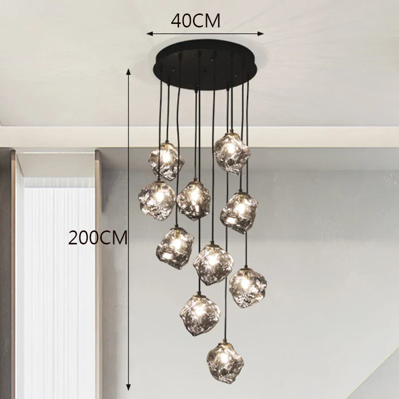 Black Modern LED Chandelier 19-Head Smoky Grey