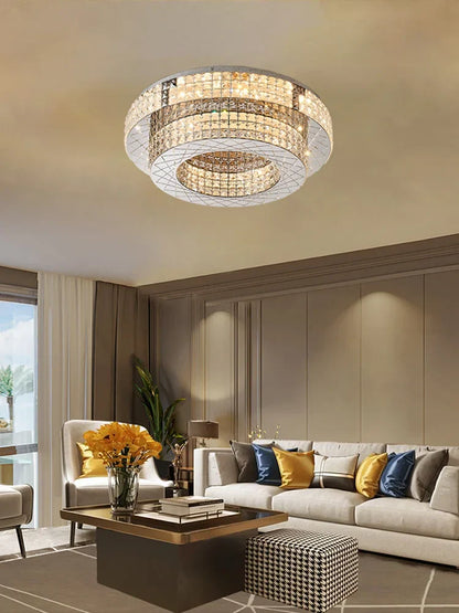 DecorBites™ Crystal Chandelier: LED Ceiling Dining Room Lighting for Long Table Decor