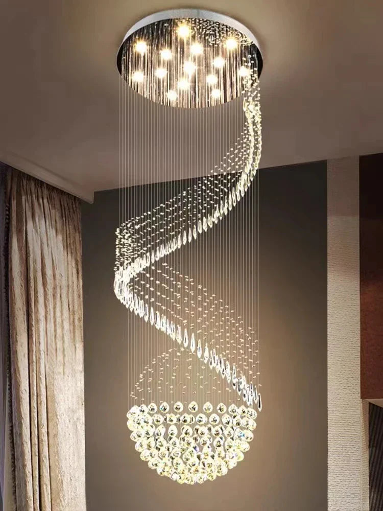 DecorBites™ Crystal Chain Pendant Light Chandelier for Living Room and Staircase