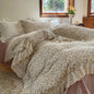 Decobites Elegant Floral Lace Ruffles Bedding Set with Double Yarn - Soft Cotton Blend