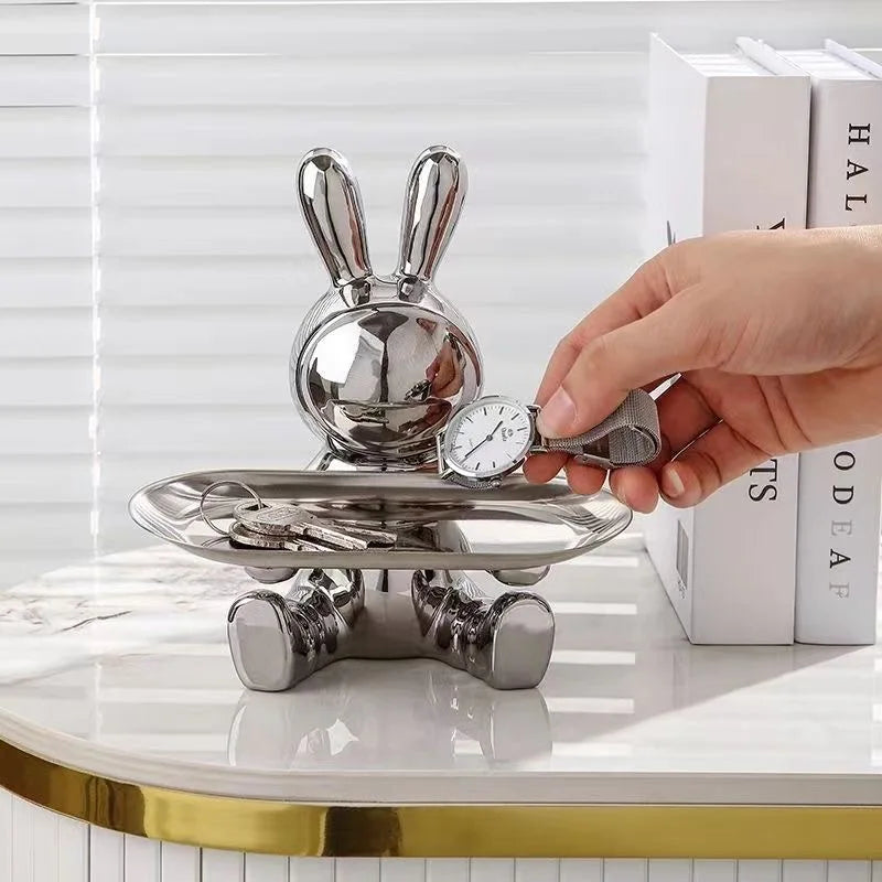 DecorBites™ Lucky Rabbit Key Tray: Stylish Home Decoration and Organizer