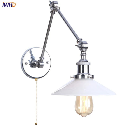 DecorBites™ Industrial Loft Swing Arm LED Wall Sconce Glass Vintage Mirror Light