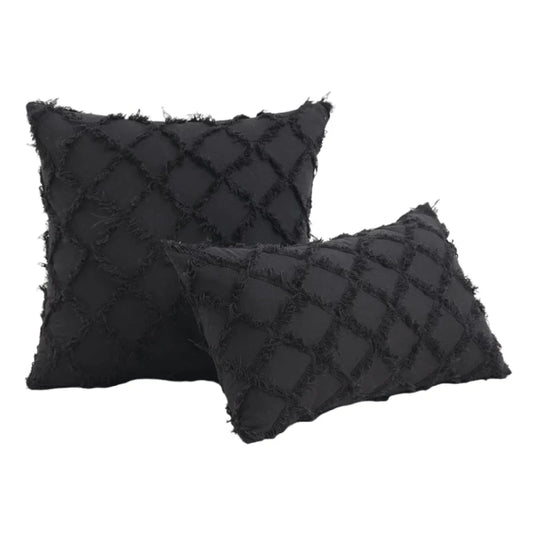 DecorBites™ Black Boho Lumbar Woven Pillow Cover for Bed Bedroom Decor