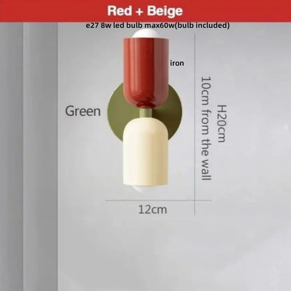 DecorBites™ LED Wall Lights Colorful Iron Double Heads Modern Bedside Lamp