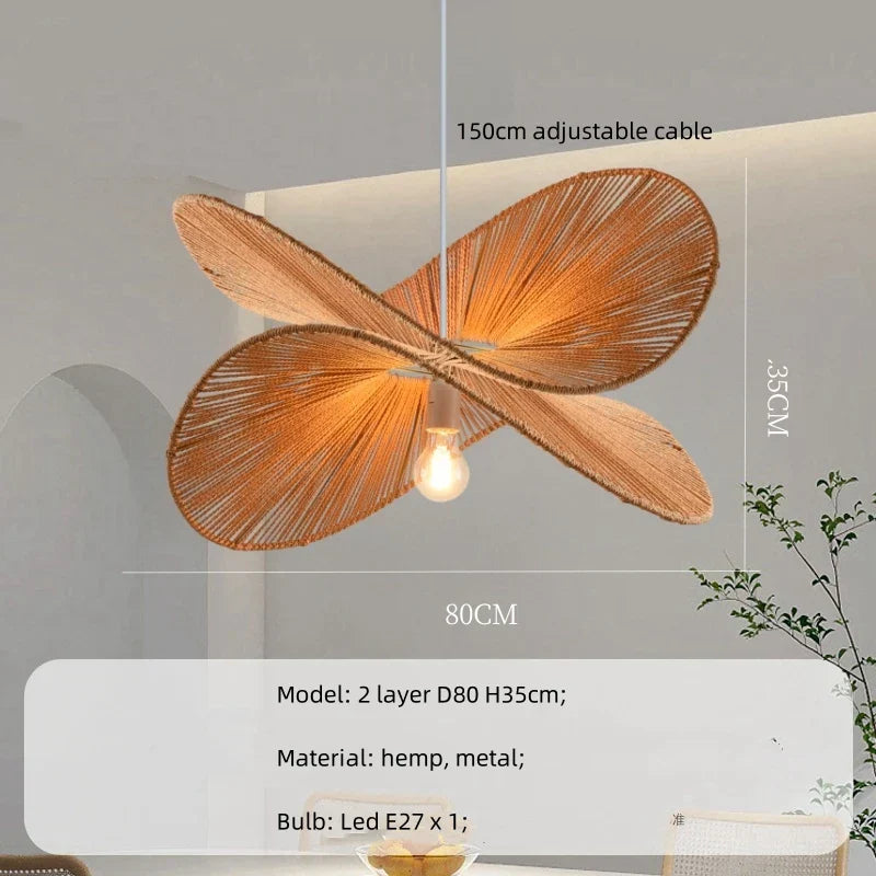 Decorbites™ Lámparas Colgantes de Cáñamo: Accesorios de Iluminación LED Interior Wabi Sabi