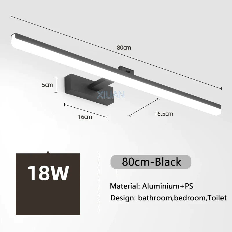 DecorBites™ LED Bathroom Vanity Light Gold Silver Black 40-90cm 220V