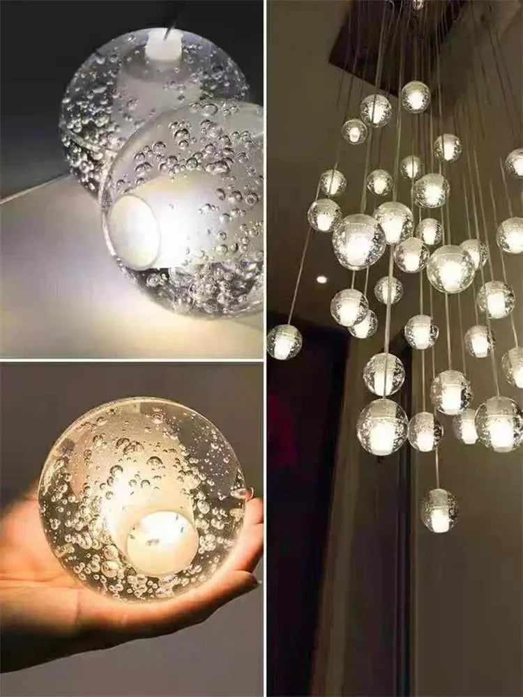 Modern Spiral Crystal Ball Staircase Pendant Chandelier