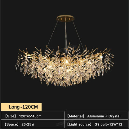 DecorBites™ Gold Crystal Chandeliers for Dining Room Branch Hanging Lamp Large Lighting