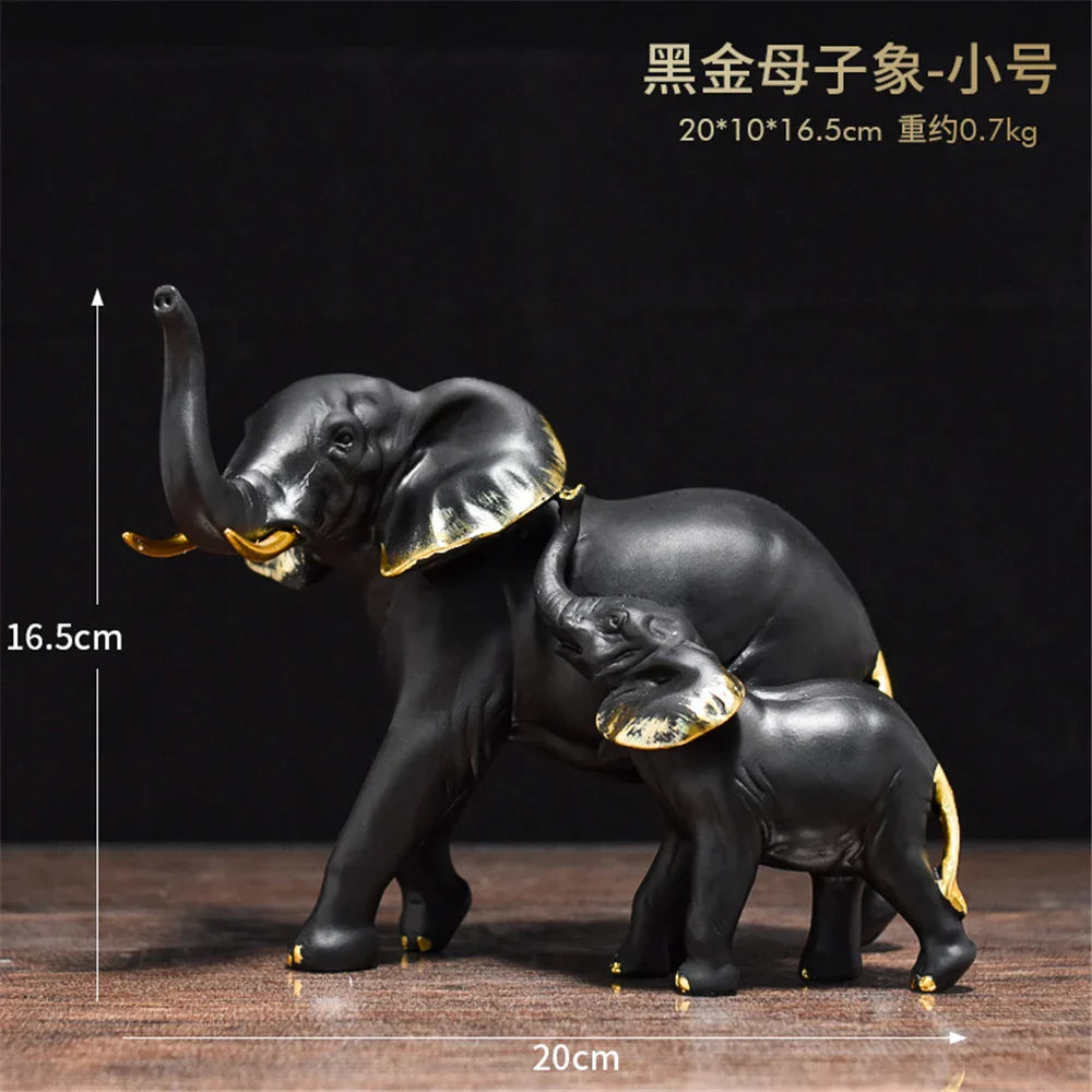 DecorBites™ Elephant Art Decor 2pcs Lucky Elephant Sculpture for Home Living Room Decor