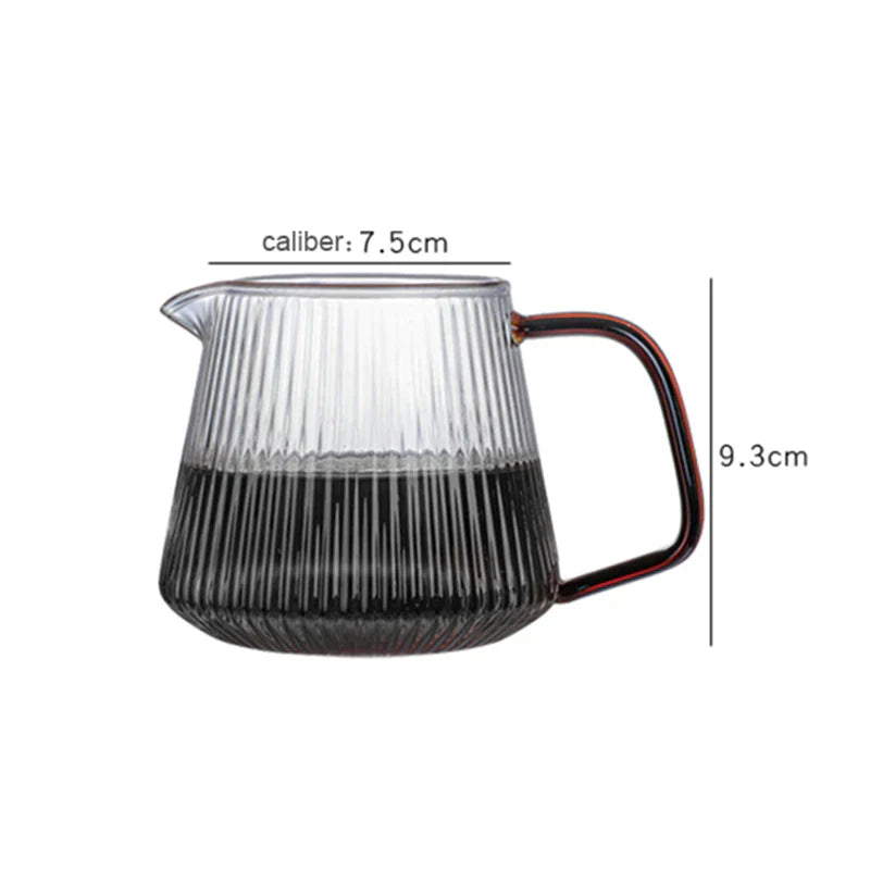DecorBites™ Glass Coffee Pot with V-Shaped Spout and Vertical Stripes, 350ml/500ml
