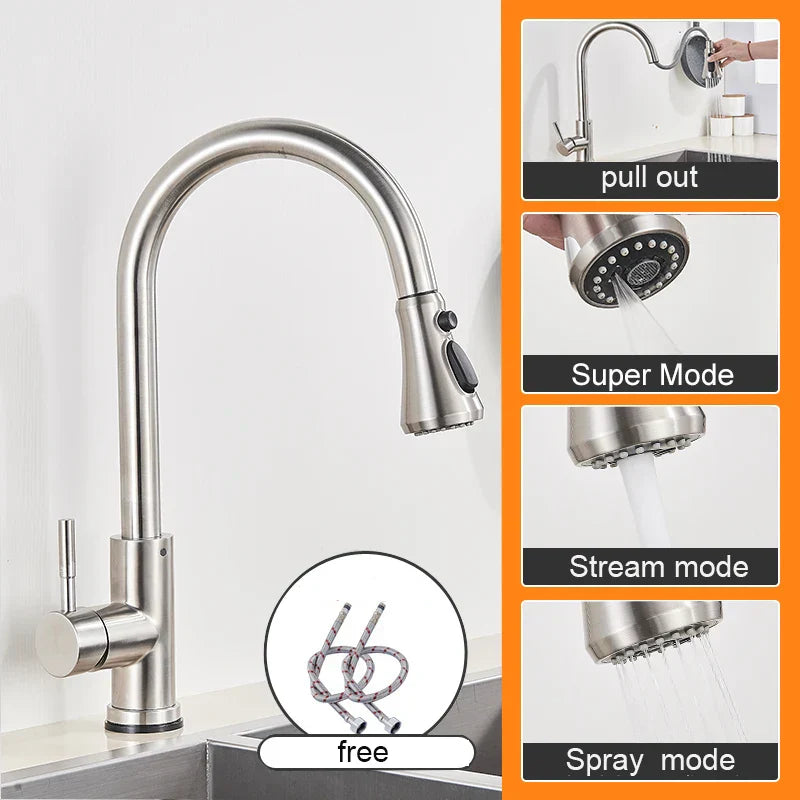 Grifo de cocina extraíble DecorBites™ negro - Grifo mezclador de cocina con rociador de chorro para montaje en cubierta