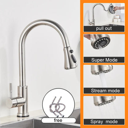 Grifo de cocina extraíble DecorBites™ negro - Grifo mezclador de cocina con rociador de chorro para montaje en cubierta