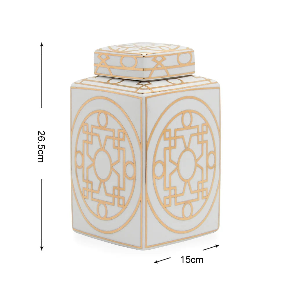 Decorbites™ Goldkorn-Keramik-Zylinder-Speichergefäß Vintage-Vase Taschentuchbox Ornamente