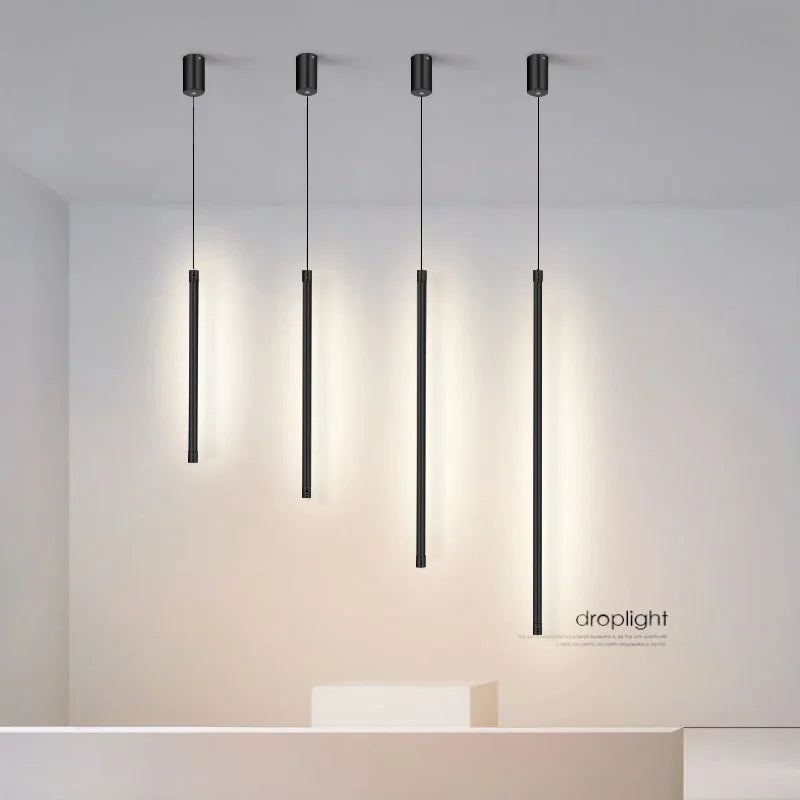 DecorBites™ Black Nordic LED Tube Pendant Light for Bedroom Restaurant Kitchen Dining Room