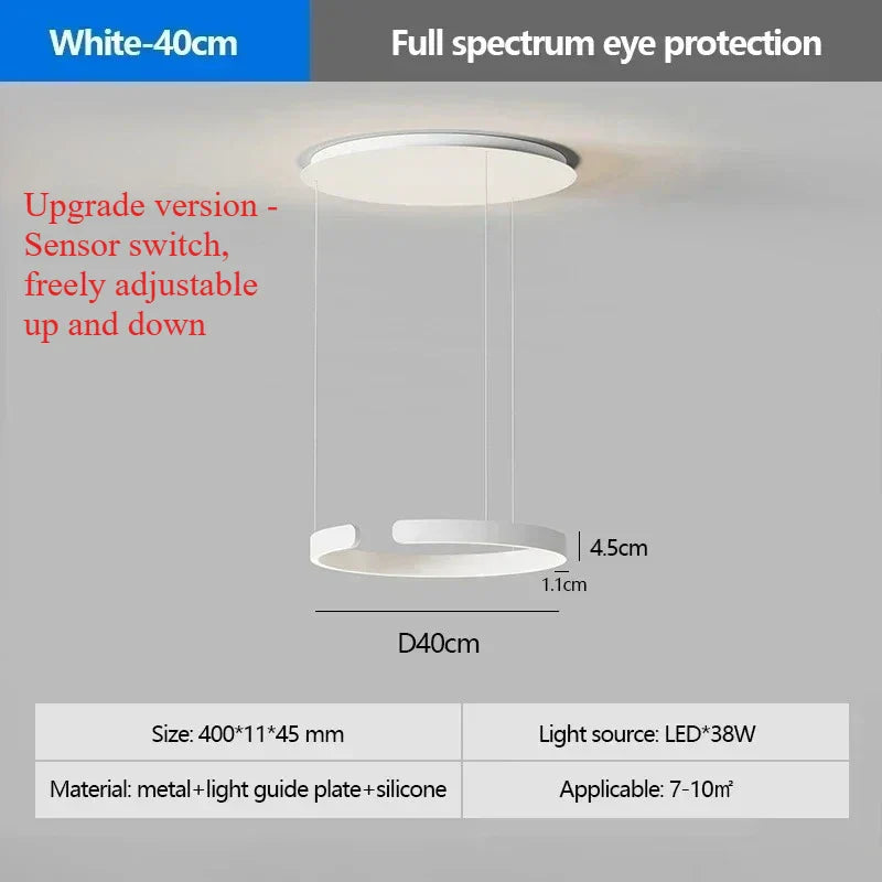 Modern Ring LED Pendant Light in Black or White