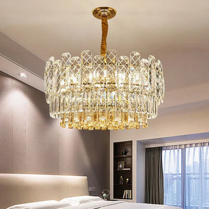 DecorBites™ Gold Lustre Chandelier LED Crystal Light Fixture - Postmodern Luxury Hanging Lamp