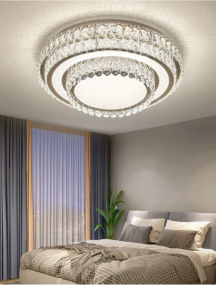 DecorBites™ Crystal LED Ceiling Lamp 2024: Luxury Minimalist Bedroom Lights