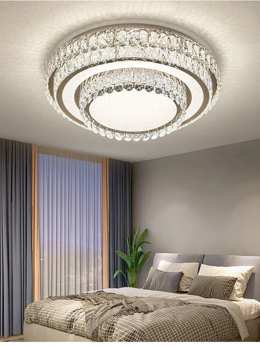 DecorBites™ Crystal LED Ceiling Lamp 2024: Luxury Minimalist Bedroom Lights