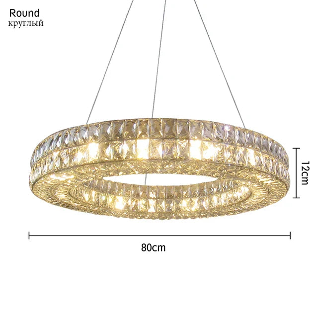 DecorBites™ Gold K9 Crystal LED Ring Chandelier Pendant Light for Home Decor