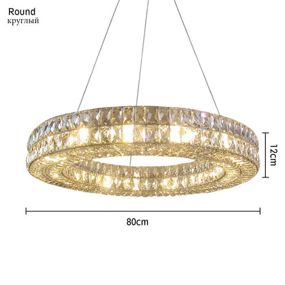 DecorBites™ Gold K9 Crystal LED Ring Chandelier Pendant Light for Home Decor
