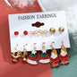 6 pairs/lot Christmas Earrings Xmas Tree Elk Snowman Santa Claus Cute Stud Earrings Set Kit Christmas Gifts For Women Girls Kids