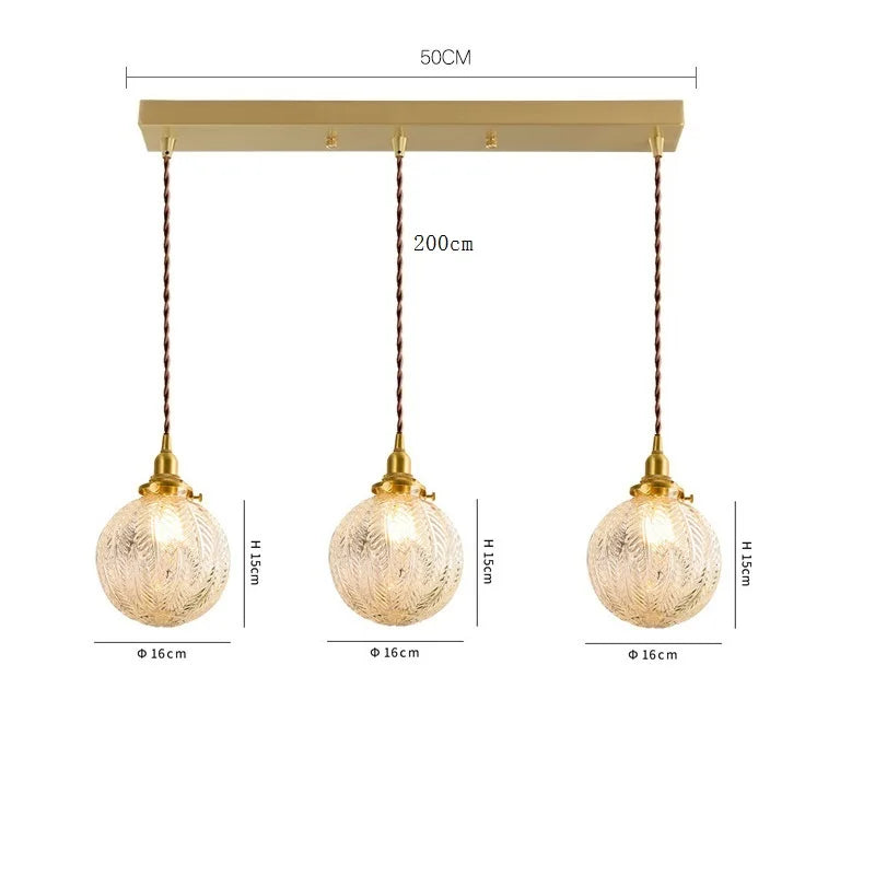 DecorBites™ Clear Glass LED Pendant Light: Modern Copper Hanging Lamp for Home Indoor Decor