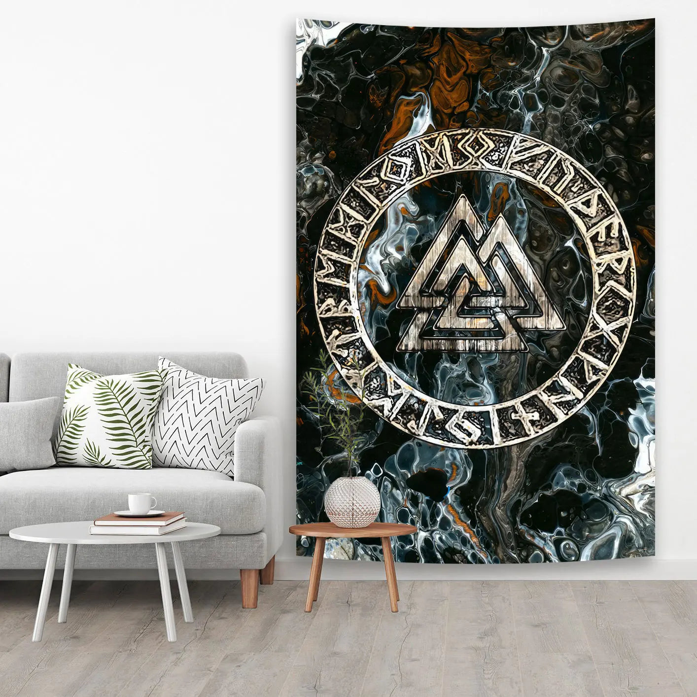 Decobites Psychedelic Viking Symbols Hanging Tapestries Home Wall Decor Hippie Witchcraft Tapiz