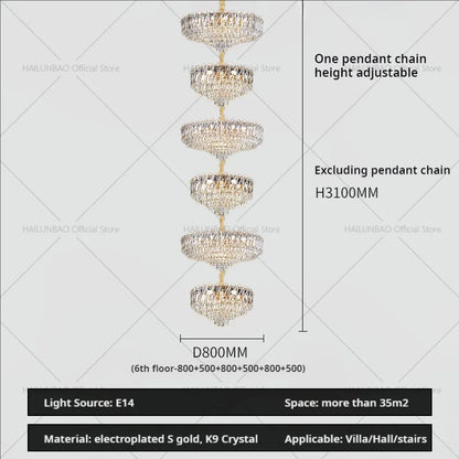 DecorBites™ Crystal Duplex Chandelier: New Light Luxury Post-Modern Hall Lighting for High Living Room