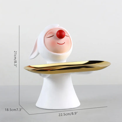 DecorBites™ Clown Bust Sculpture: Golden Candy/Key Tray Kids Balloons Figurine Decor