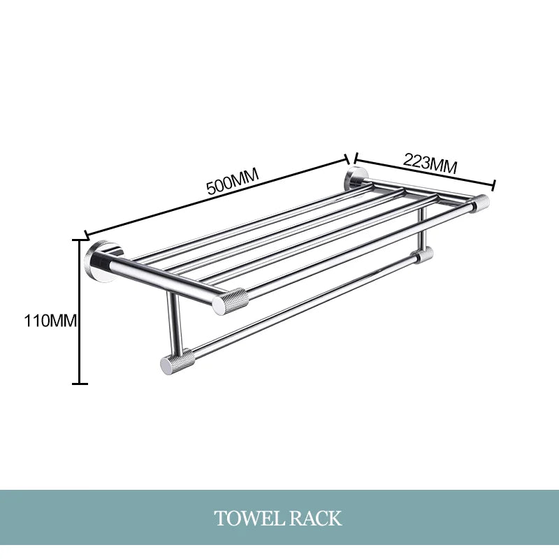 DecorBites™ Bathroom Essentials Set: Towel Bar, Toilet Paper Holder, Bathrobe Hook, Soap Dish, Toilet Brush