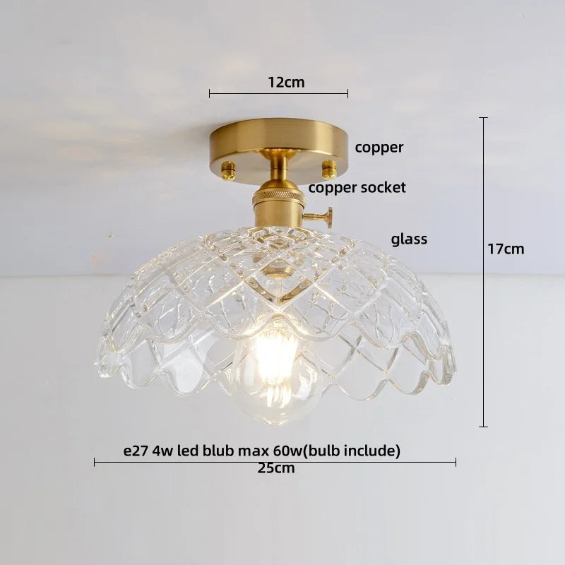DecorBites™ Glass LED Ceiling Light for Living Room, Modern Copper Canopy, Nordic Style Fixtures