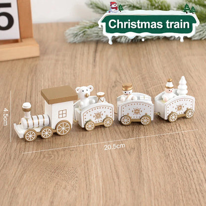 Christmas Wooden Train Merry Christmas Decorations for Home 2024 Xmas Tree Ornament  Navidad Noel Kids Gift Happy New Year 2025