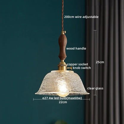 DecorBites™ Clear Glass Pendant Lamp Japanese Style LED Hanging Lights