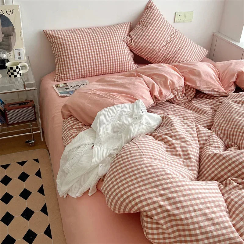 DecorBites™ Japanese Style Cotton Printed 4Pcs Bedding Set with Double-Sided Design