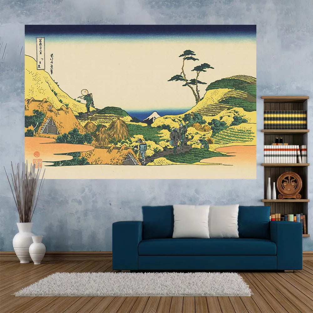 Decobites Ukiyo-E Kanagawa Landscape Tapestry: Japanese Scenery Wall Hanging for Aesthetic Home Decor