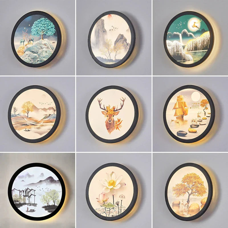 Decorbites™ Industrielle Acryl-Runde Wandlampe | Vintage Wandleuchten mit Wandmalerei für Schlafzimmerdekoration