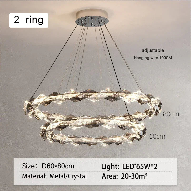 DecorBites™ Crystal Ring Chandelier: Modern Dimmable LED Ceiling Fixture